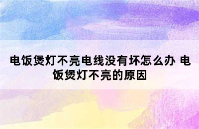 电饭煲灯不亮电线没有坏怎么办 电饭煲灯不亮的原因